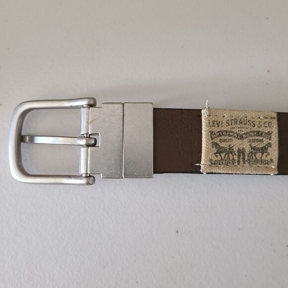 levi strauss & co youth kids brown black faux leather belt size M (26-28) - Picture 3 of 5